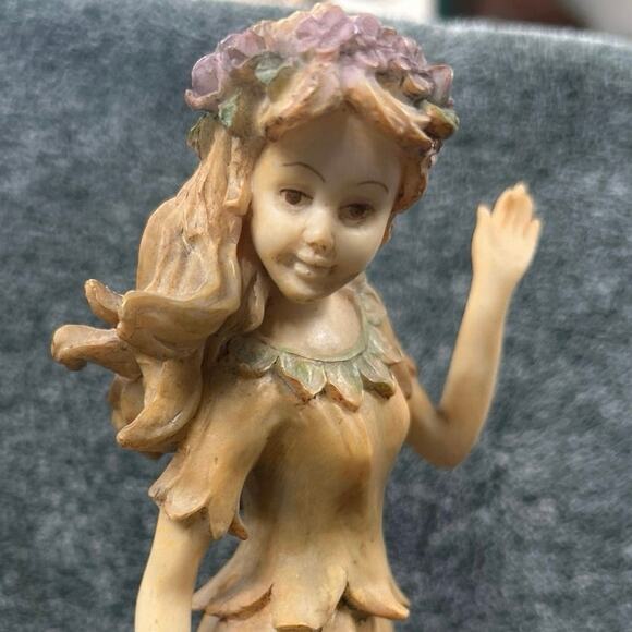 Vintage Fairy Mounted Cast Resin w Wings Tea Light Holder Hand Painted - Picture 2 of 14
